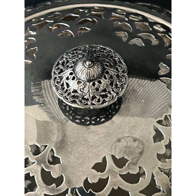 Antique Forbes Silverplate Co Large Reticulated Flower Frog Bowl Serving For Sale In Atlanta - Image 6 of 12