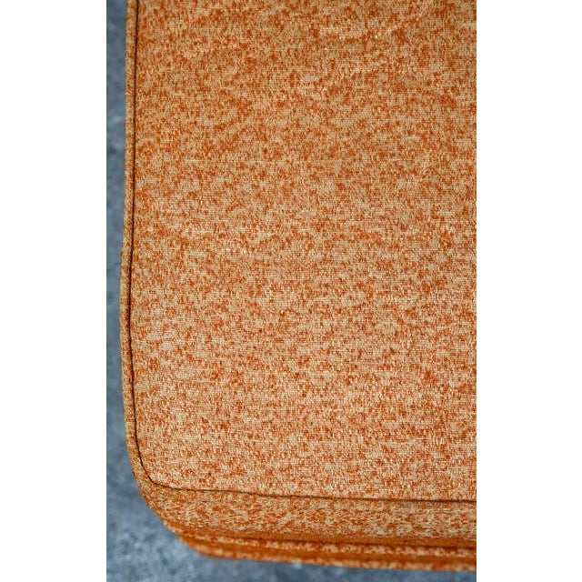 Mid Century Modern Ottoman Stool Rectangular Cushion Orange Vintage Rolling Seat For Sale In Sacramento - Image 6 of 11