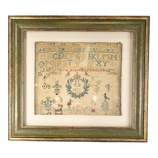 19th Century English or American Needlework Sampler Dated 1822 For Sale