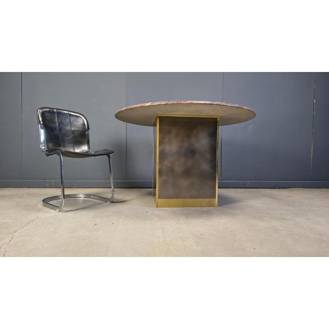 Vintage Round Granite and Brass Center Table attributed to Belogchrom, 1970s For Sale - Image 17 of 18