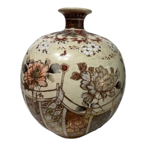 Antique Early 20th Century Satsuma Vase Signed Kinkozan