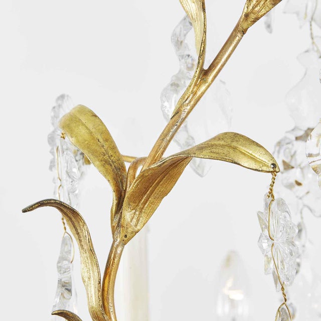 Antique French Gilt Chandelier with Crystals For Sale - Image 5 of 12