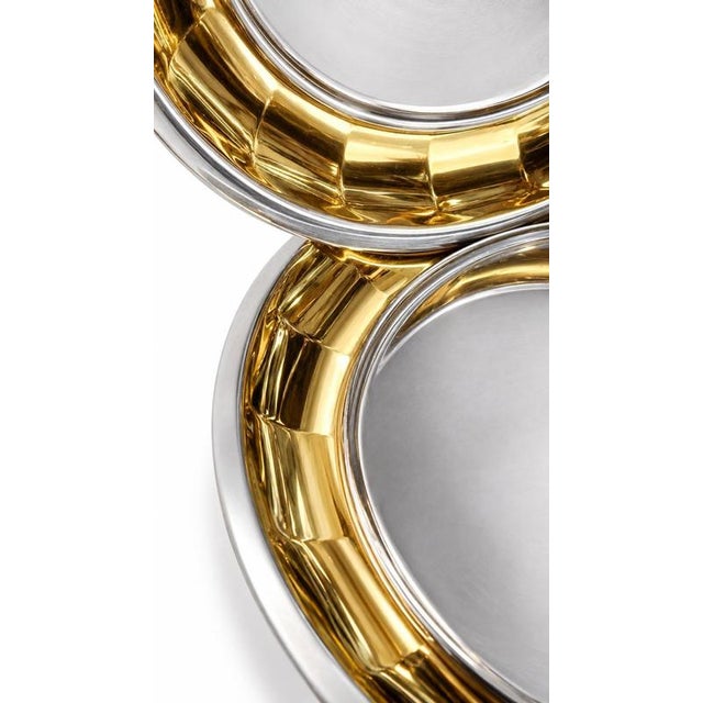 Stainless Steel and 24-Karat Gold-Plated Oro Zecchino Trays from Gottinghen, 1970s, Set of 2 For Sale - Image 6 of 8