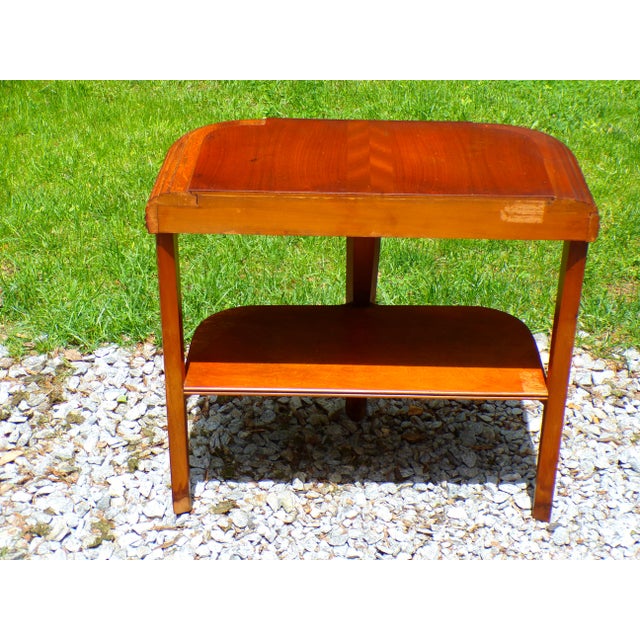 Vintage Art Deco Waterfall End Table Demilune Tripod Stand For Sale - Image 15 of 16
