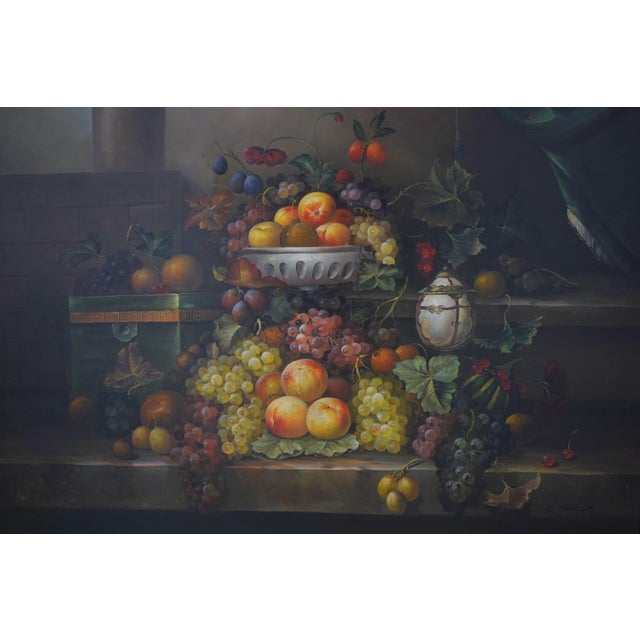 1960s w.jenkins Artist Signed Large Floral Still Life Painting on Canvas For Sale - Image 5 of 12