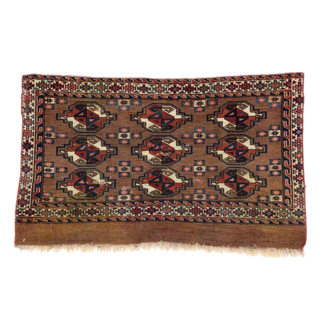 Antique Tekke Yomud Yomut Saryk Chuval Rug Bag Face - 2' X 3'4" For Sale