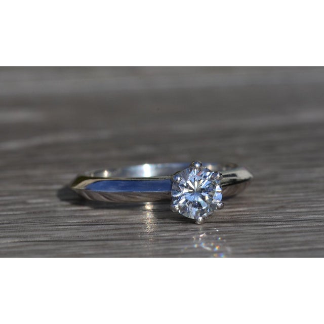 Silver The Dunwoody: Ladies Tiffany & Company Platinum Engagement Ring with 0.52 Carat Diamond For Sale - Image 8 of 11