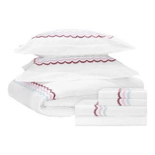 Celerie Kemble + Hamburg House Whimsical Wine Scallop Full Bedding Set For Sale