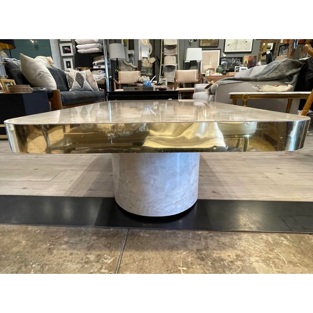 Vintage Faux Marble Vinyl Coffee Table For Sale In Los Angeles - Image 6 of 13