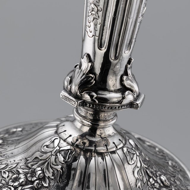 Antique 19th Century German Silver Candlesticks, Hanau, 1870s, Set of 2 For Sale - Image 17 of 18