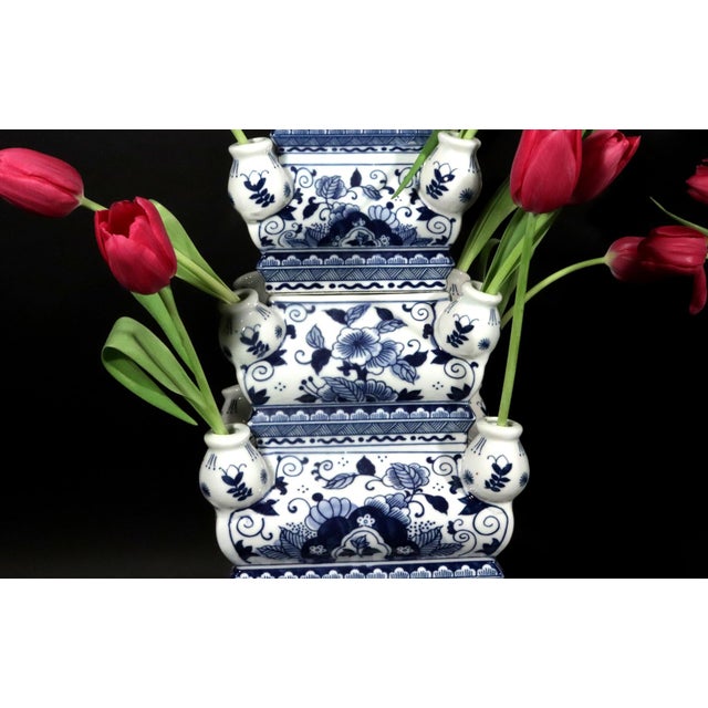 Monumental Flora: Pair of Vintage Blue & White Tulip Vase Pyramids For Sale In Philadelphia - Image 6 of 12