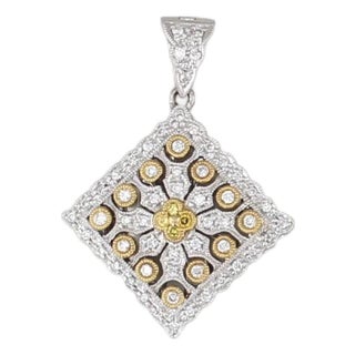 0.37ctw Diamond Ornate Pendant 18k White Yellow Gold Openwork Diffurser For Sale