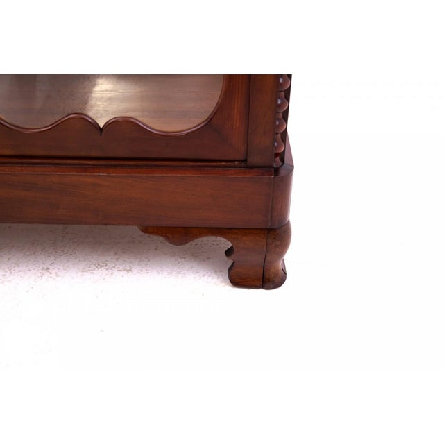 Brown Antique Glass and Walnut Showcase Cabinet, Western Europe, 1890s For Sale - Image 8 of 9