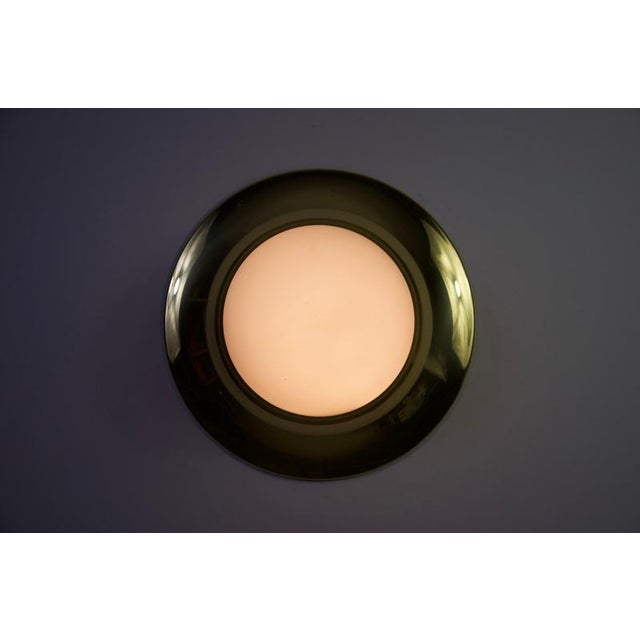 Brass and Opaline Glass Flush Mount by Glashütte Limburg, 1960s For Sale - Image 10 of 14