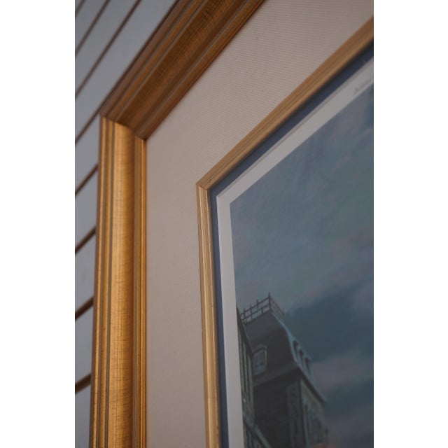Gold Maritime Heritage Philadelphia Delaware Ave Framed Lithograph Print For Sale - Image 8 of 12