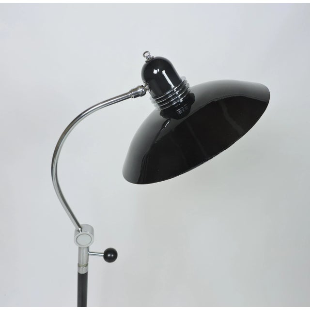Metal 1930s Art Deco Streamline Machine Age Black and Chrome Adjustable Floor Lamp For Sale - Image 7 of 12