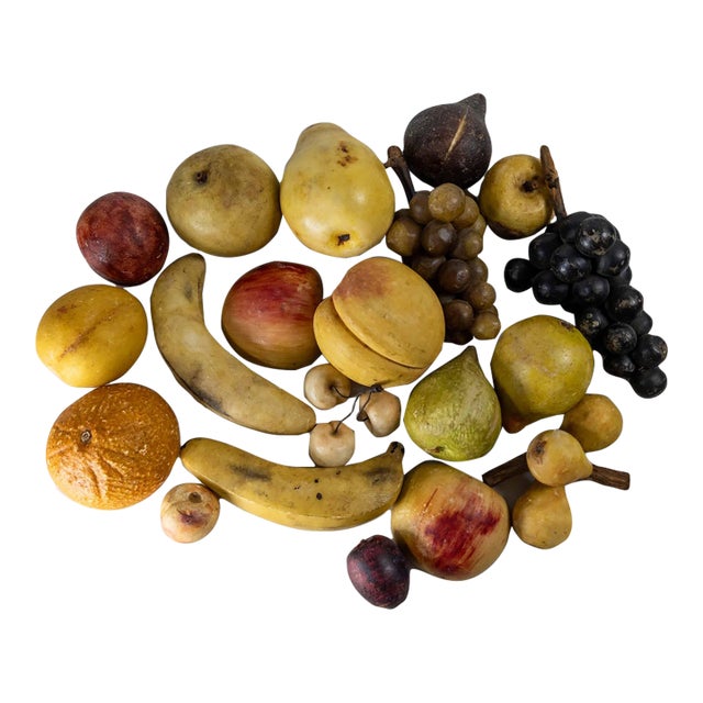 19th Century Group of 20 Carved Marble and Alabaster Fruit For Sale