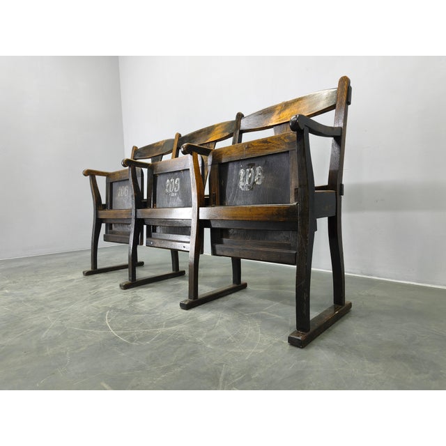 Vintage Czechoslovak Beech Wood Cinema Bench, 1920s For Sale - Image 17 of 18