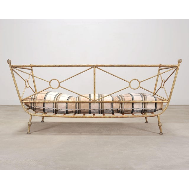 Giacometti Style Neoclassical Gilt Iron Daybed or Sofa 7 Ft For Sale - Image 9 of 18