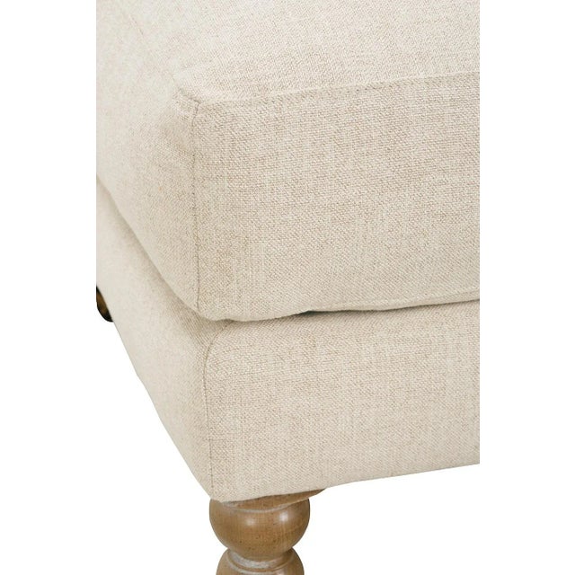 Greta Ottoman, Cream Linen For Sale - Image 4 of 7