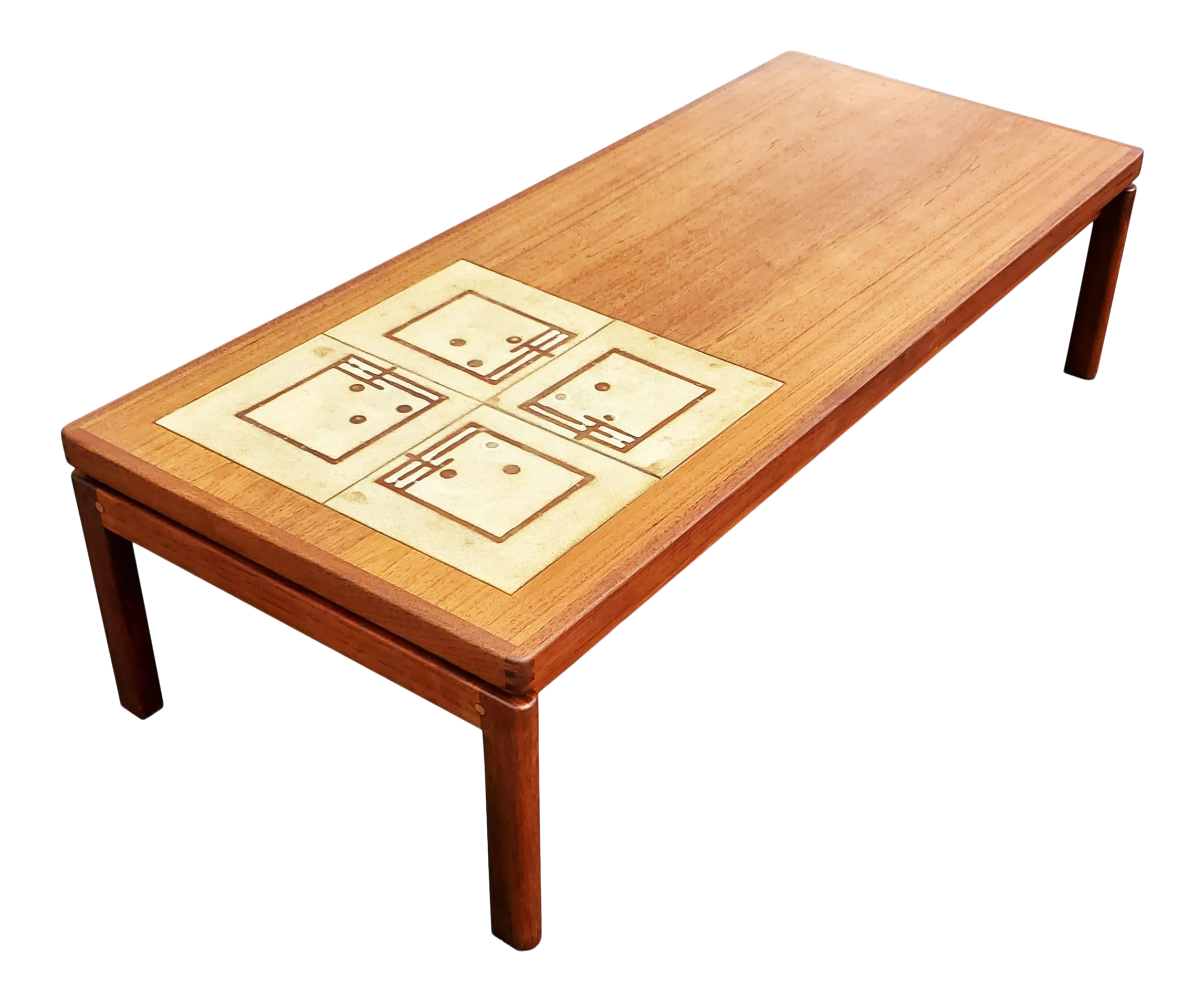 A Large Mid-Century Coffee Table With Ceramic Tiles by Hw Klein