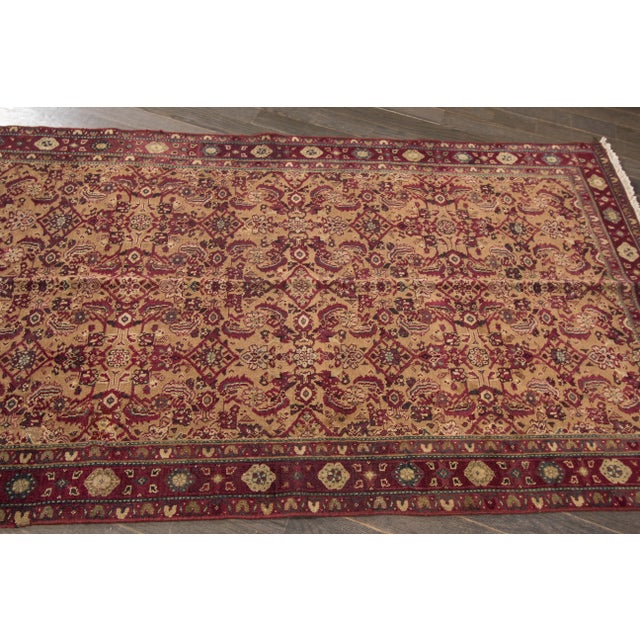 4 X 7 Vintage Agra Hand-Knotted Wool Rug in Brown With Allover Design For Sale - Image 9 of 11