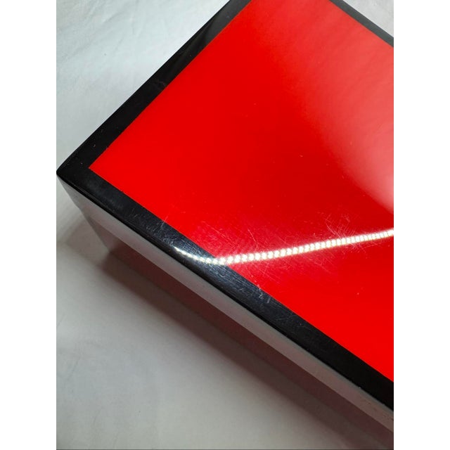 Hollywood Regency Style Lacquer Trinket Box Chinese Red and Black For Sale - Image 10 of 12
