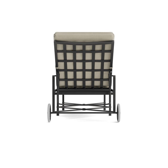 Brown Jordan Brown Jordan Venetian Adjustable Chaise With Wheels, Textured Pewter frame with Fusion Meadow fabric For Sale - Image 4 of 11