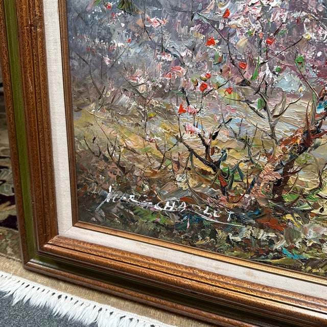 Marie Charlot Impressionist Landscape Palette Knife Oil Painting, Signed For Sale - Image 4 of 12