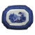 Large Antique Flow Blue Temple Pattern Platter For Sale