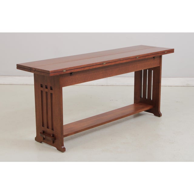 2000 - 2009 Stickley Mission Oak Flip Top Harvest Console Table For Sale - Image 5 of 18
