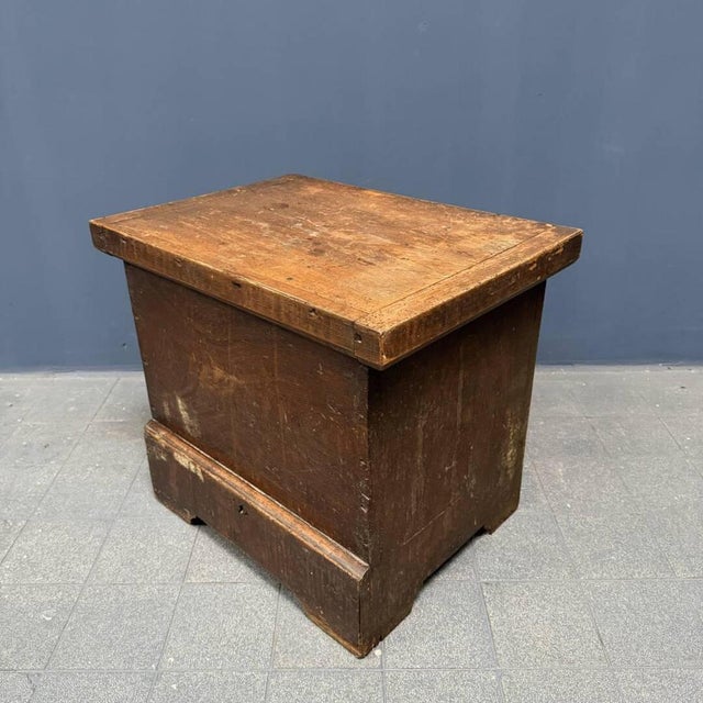 Antique brown painted pine chest from Germany, around 1850. We cleaned this chest, treated it against woodworm and...