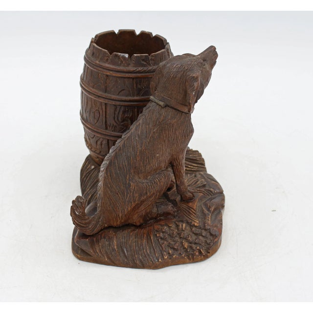 Circa 1880 German Black Forest Carved Dog Smoker's Table Standish For Sale In Raleigh - Image 6 of 7