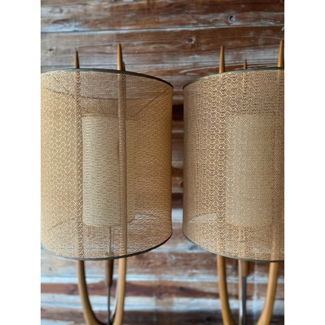 Mid-Century Modern Pair of Mid Century Modern 'Cactus' Table Lamps | in the Style of Modeline Lamps For Sale - Image 3 of 12