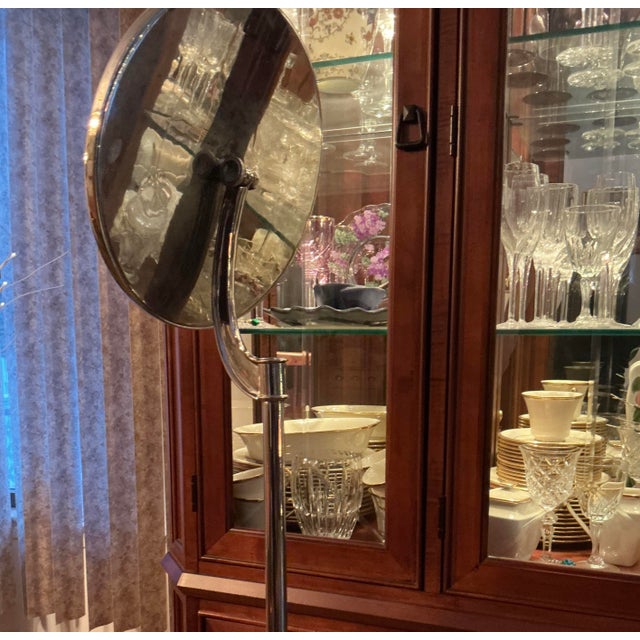 Restoration Hardware Restoration Hardware Adjustable Floor Makeup Mirror – Polished Nickel – Excellent Condition – Rare Early 2000s For Sale - Image 4 of 12