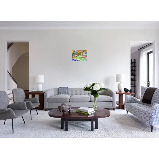 1980s 1980 "Rolling Colors" Vivid Abstract Watercolor Painting by Kemija For Sale - Image 5 of 7