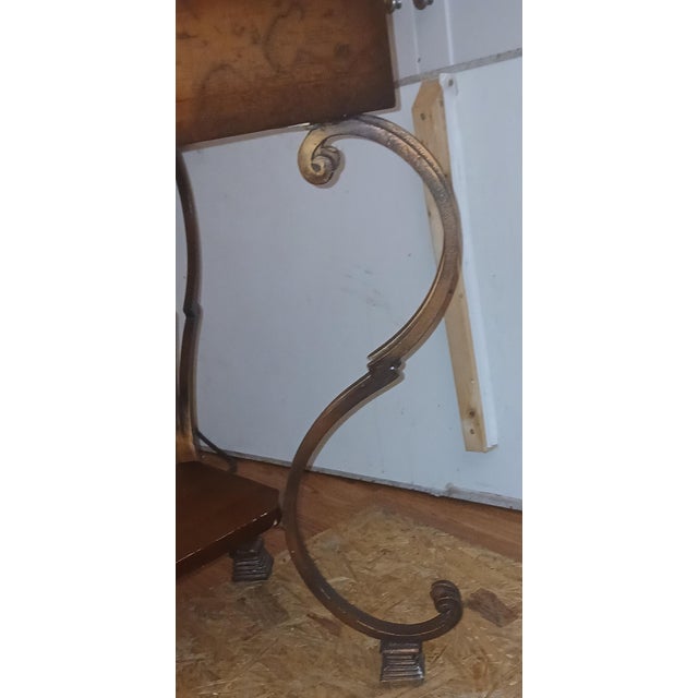 World Map Suitcase Console Table Leather Straps & Buckles, Wrought Iron Base For Sale In Naples, FL - Image 6 of 9