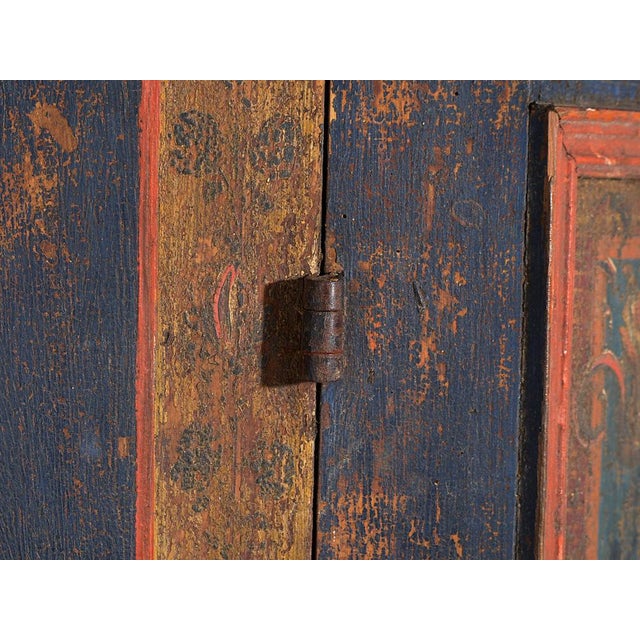 Brown Antique Polychrome Wood Wardrobe For Sale - Image 8 of 18