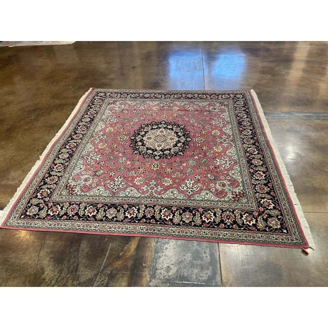 1990s Handwoven Persian Tabriz Area Rug 6'4" X 6'7" For Sale - Image 9 of 9