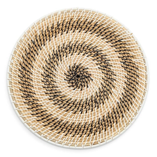 Modern Deborah Rhodes Bullseye Rattan Placemat, Black, Set of 4 For Sale - Image 3 of 3