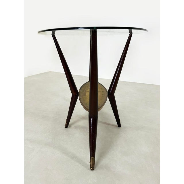 Metal Coffee Table in Glass, Brass and Lacquered Wood, 1950s For Sale - Image 7 of 10