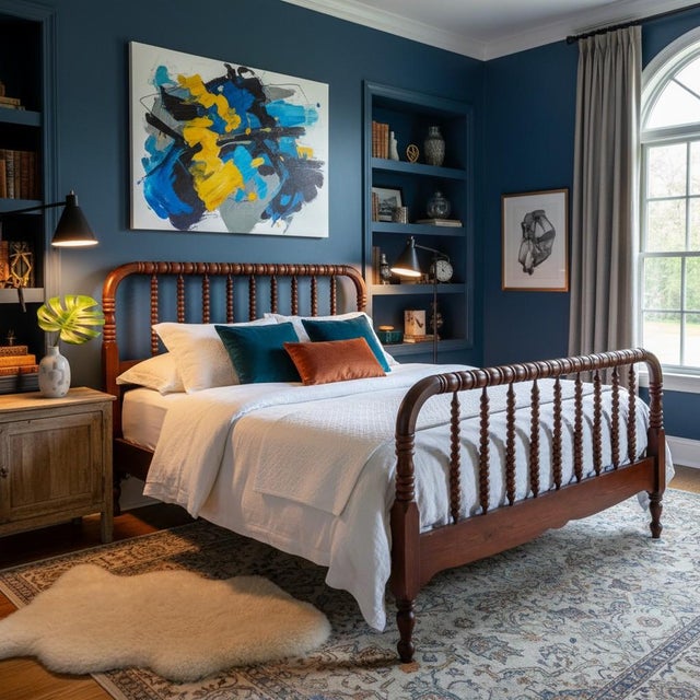 Antique Jenny Lind Spindle Bed-Headboard Footboard-Twin-Farmhouse-Wood-Cottage For Sale - Image 4 of 11