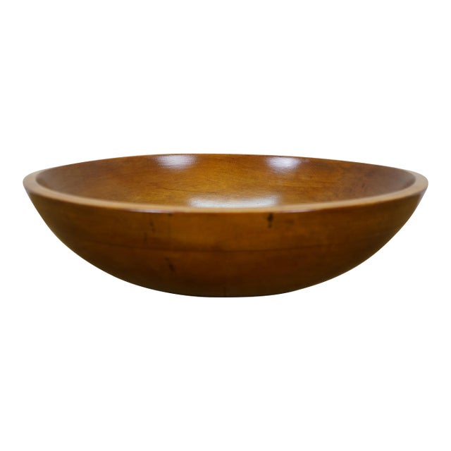 Antique Primitive Turned Maple Wood Farmhouse Dough Mixing Bowl For Sale