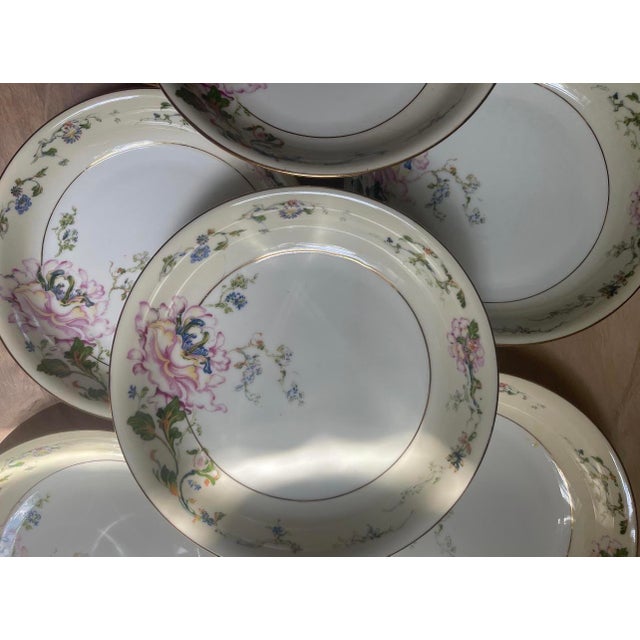 Mid-Century Modern Vintage Czechoslovakian Epiag Floral Yellow and Pink 7.75” Bowls Garden Party Chic - Set of Eight (8) For Sale - Image 3 of 10