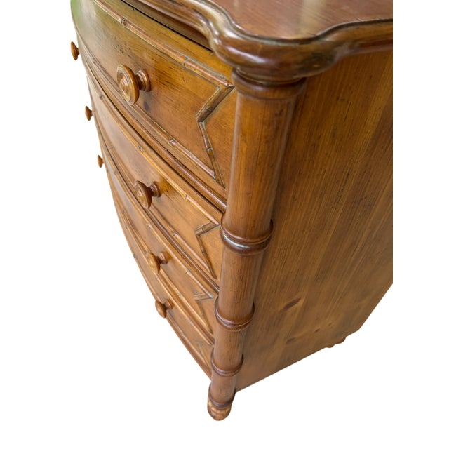 Ethan Allen Knotty Pine Bowed Front Faux Bamboo Console/Chest For Sale - Image 4 of 13
