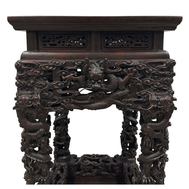 Early 20th Century Extraordinary Antique Carved Hardwood Dragon Stand For Sale - Image 11 of 12