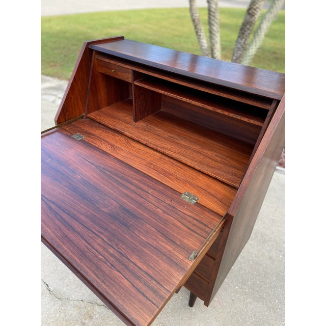 Brown Rosewood Secretary Desk | Attributed to Arne Wahl Iversen For Sale - Image 8 of 13