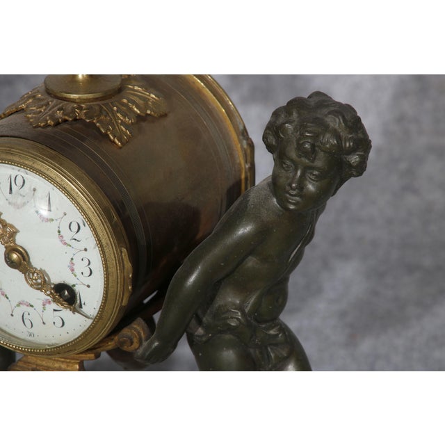 Napoleon II Louis XVI Style Fireplace Clock with Putti Carrying a Dial, 1860s, Set of 3 For Sale - Image 12 of 18