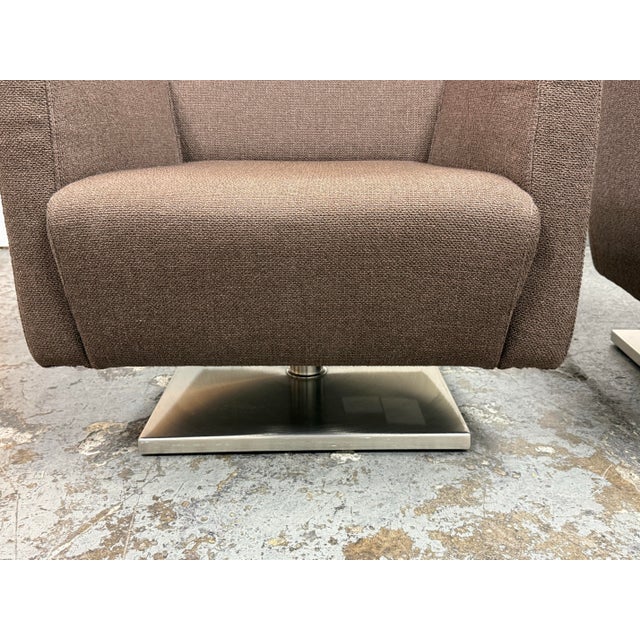 Dellarobbia Regis Swivel Lounge Armchairs, Pair For Sale - Image 9 of 12