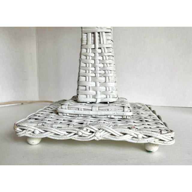 Vintage Woven Wicker Rattan Table Lamp For Sale In Los Angeles - Image 6 of 13